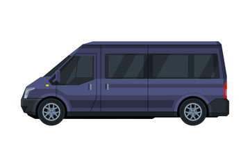 Mini Van Car, Public or Cargo Transportation Vehicle Flat Vector Illustration