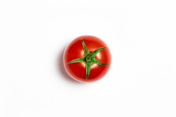 Fresh red tomato isolated on white background. High-resolution photo.Top view.