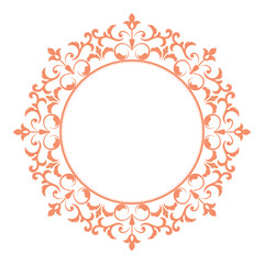 Decorative frame Elegant vector element for design in Eastern style, place for text. Floral pink border. Lace illustration for invitations and greeting cards