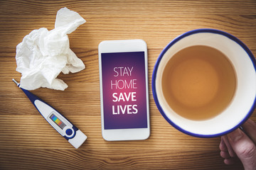 Stay home save lives quarantine concept
