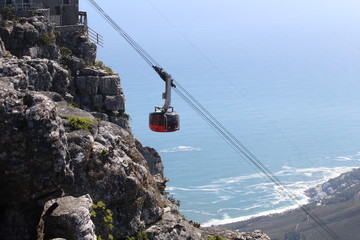 Cable car on the mountain over the sea