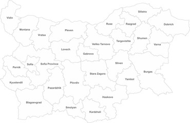 Bulgaria map with name labels. White background. Perfect for business concepts, backdrop, backgrounds, sticker, label, chart, poster and wallpaper.