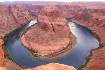 Horseshoe Bend on the Colorado River near Page, beautiful sunset, Arizona, USA
