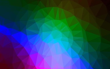 Dark Multicolor, Rainbow vector abstract mosaic backdrop. Shining illustration, which consist of triangles. The best triangular design for your business.