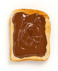 Hazelnut spread on white toasted bread
