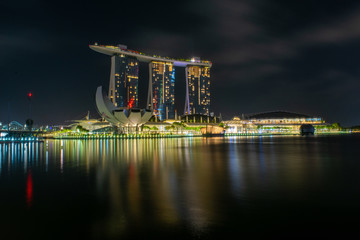 The Marina Bay Sands hotel in Singapore at night