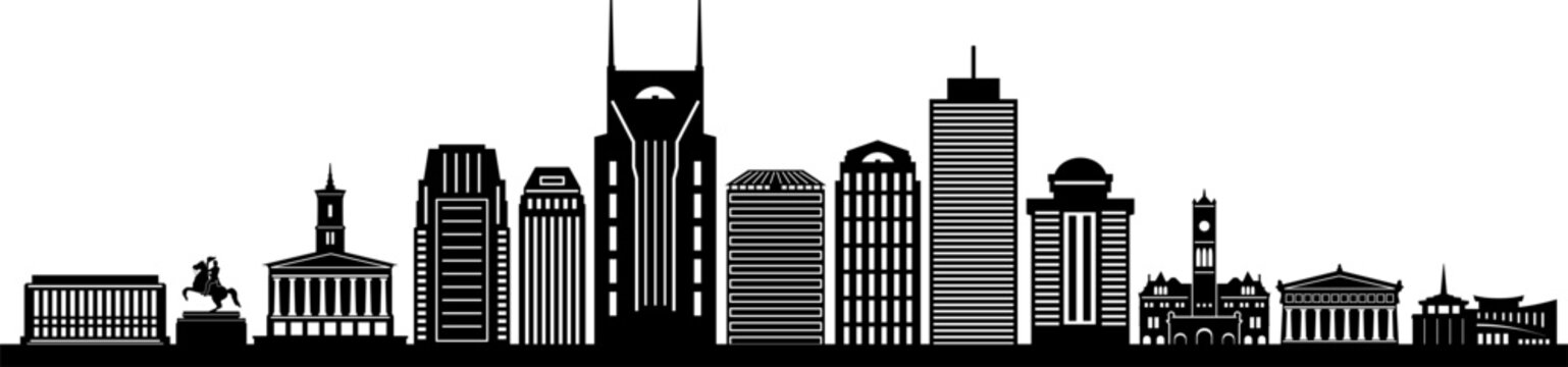 NASHVILLE City Skyline Silhouette Cityscape Vector