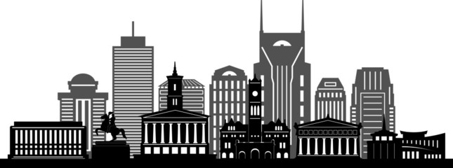 NASHVILLE City Skyline Silhouette Cityscape Vector