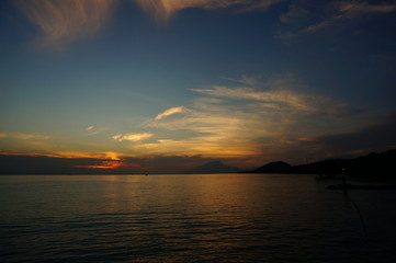 sunrise or sunset on the beach