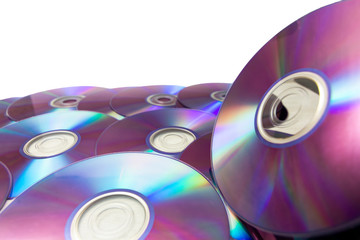 Cd and dvd disks isolated on closeup view