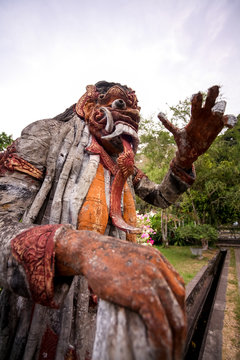 Traditional statue, an idol in the temple complex on the island of Bali, Indonesia