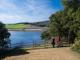 View of Lake Arreo/Lake Caicedo Yuso near Salinas de Añana, Álava, Basque Country, Spain.