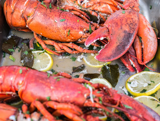lobsters cooked in the tray