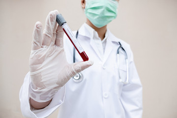 Professional doctors perform COVID-19 tests from samples of blood tests to diagnose coronary virus infections analysis and sampling of infectious diseases, medical concepts and health care