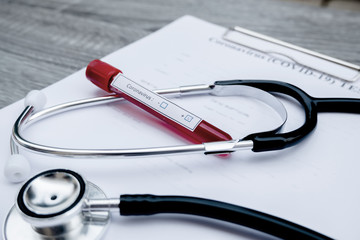 Professional doctors perform COVID-19 tests from samples of blood tests to diagnose coronary virus infections analysis and sampling of infectious diseases, medical concepts and health care