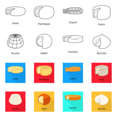 Isolated object of breakfast and piece sign. Collection of breakfast and product stock vector illustration.