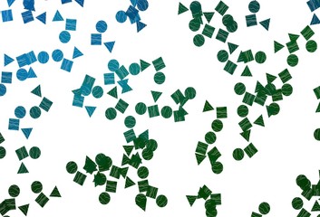 Light Blue, Green vector background with triangles, circles, cubes.