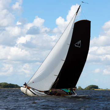 Elahuizen, Friesland, The Netherlands - August 10, 2018; Skŭtsjesilen is a Frisian regatta with skŭtsjes at the Frisian Lakes, Friesland, The Netherlands.