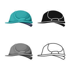 Isolated object of helmet and hat icon. Web element of helmet and hardhat stock vector illustration.