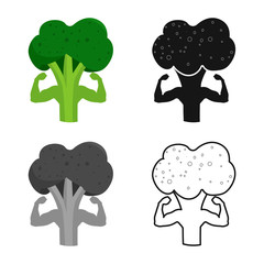 Isolated object of broccoli and vitamin logo. Collection of broccoli and ingredient stock symbol for web.