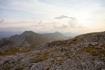 Fototapeta premium View from Hochswab in evening, 2 277 m, Alps, Austria.