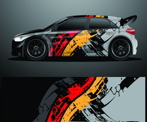 Fototapeta premium Rally car decal graphic wrap vector, abstract background