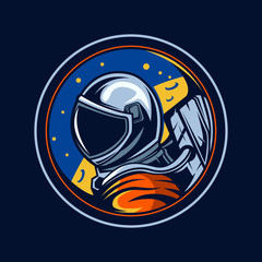 astronaut emblem vector illustration design