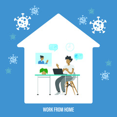 work from home corona virus flat illustrations vector
