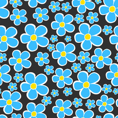  Floral pattern with bright colorful flowers. Seamless vector texture. Elegant pattern for fashion prints. Modern floral background. Summer and spring motifs. White background.