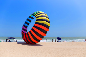 Big colorful of balloon kite on the beach in Thailand