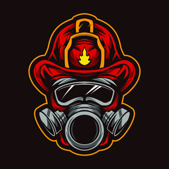 fire fighter head vector illustration design