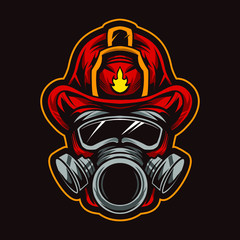 fire fighter head vector illustration design