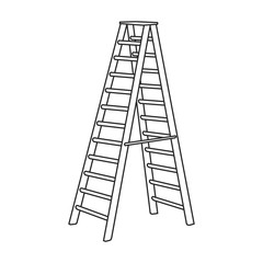 Stepladder vector icon.Outline vector icon isolated on white background stepladder .