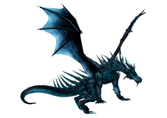 3D Rendering Fairy Tale Dragon on White