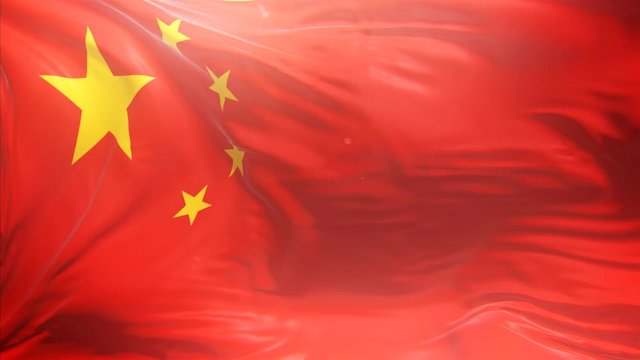a 4K loop animated flag , china flag waving through the wind in slow motion