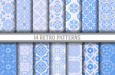 Set of 14 vintage patterns with baroque ornaments