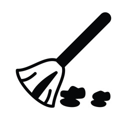 Hand Held Broom with Bristle and Dirt Vector Icon, Housekeeping Equipment on White background Vector Icon