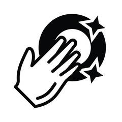 Hand hygienic wash the Dishes Concept,  Dinnerware by Hand on white background,Vector Icon 