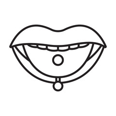Piercings of tongue vector icon.Outline vector icon isolated on white background piercings of tongue.