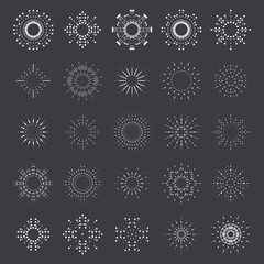 Lineart sun radiant sunburst design icons set template vector illustration
