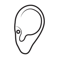 Piercing of ear vector icon.Outline vector icon isolated on white background piercing of ear .