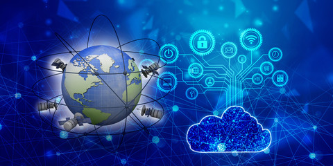 3d illustration Space satellite orbit
