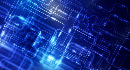 2d illustration Abstract futuristic electronic circuit technology background