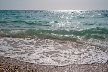 beautiful sea at noon in spring, clear water