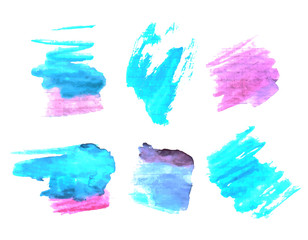 Colorful watercolor stains isolated from background. Vector hand drawn elements.