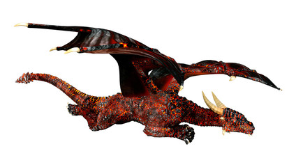 3D Rendering Fairy Tale Dragon on White