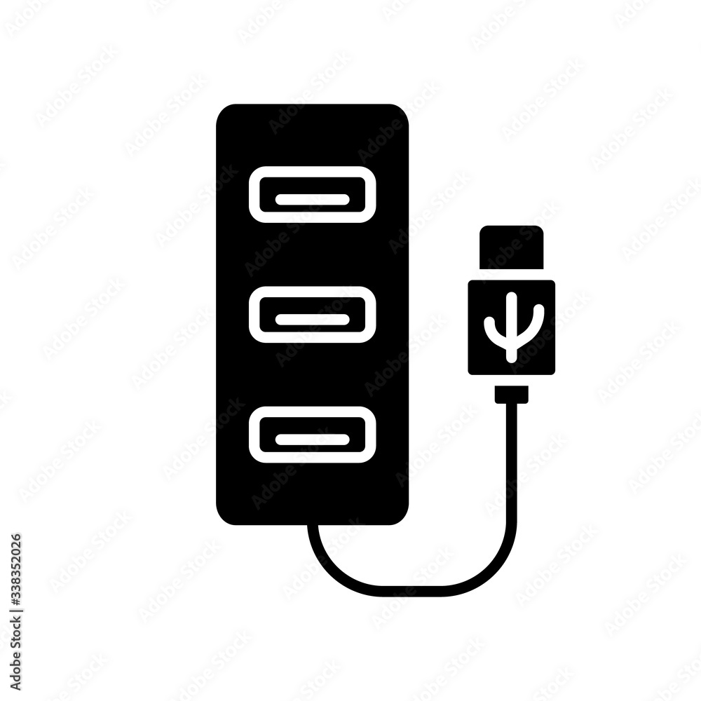 Aufkleber cutout silhouette usb hub icon. outline logo of computer port. black simple illustration of multipor