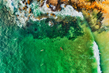 D Sea turim surfers top down wave