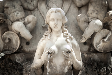 Fountain of Breasts, part of the Fountain of St. Andrew (Fontana Sant’Andrea) in Piazza del...