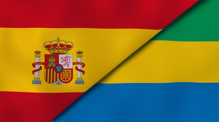 Fototapeta premium The flags of Spain and Gabon. News, reportage, business background. 3d illustration